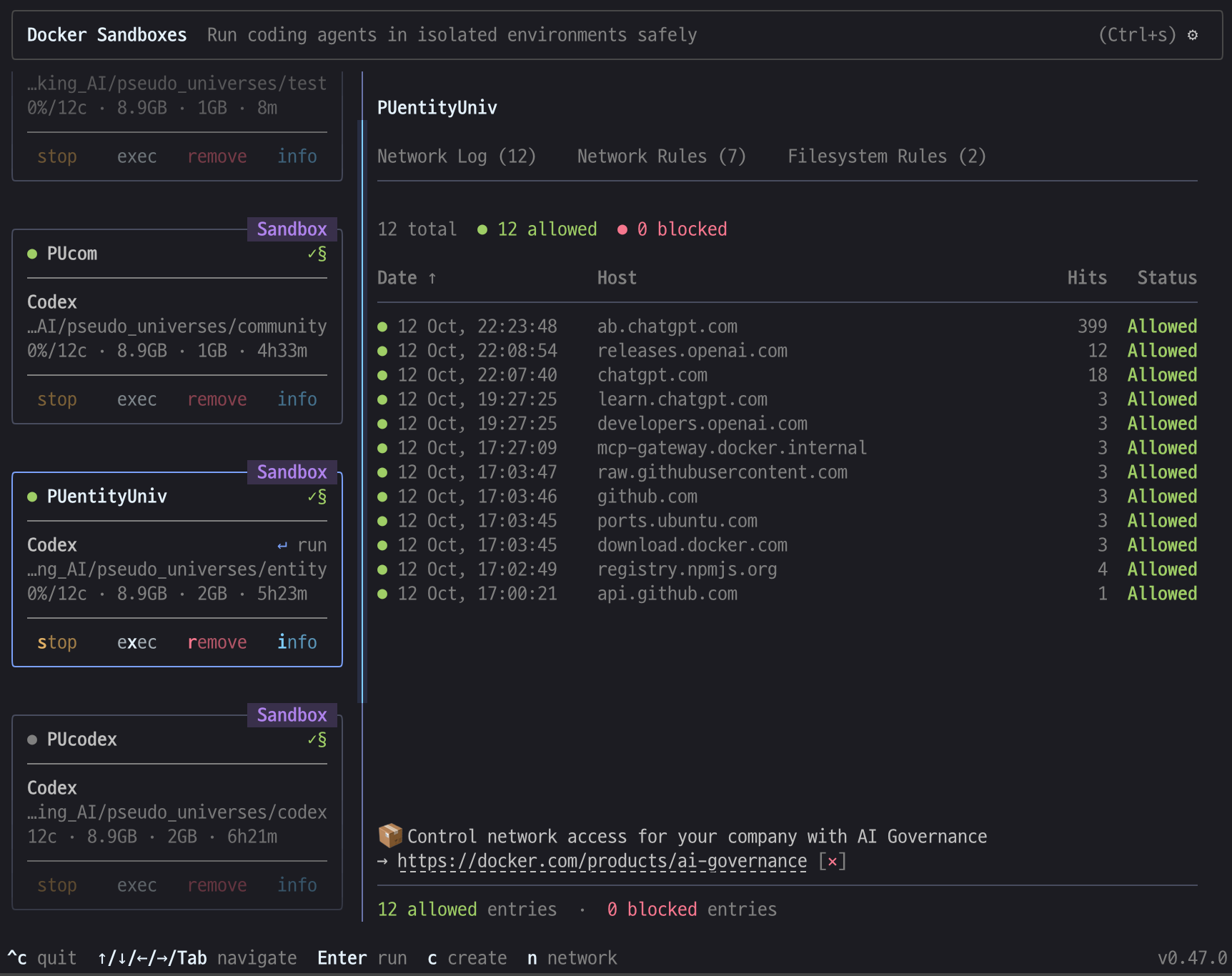 Docker sbx tui
